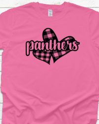 GM101- Panther Buffalo Plaid Heart Tshirt