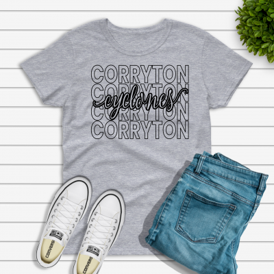Gray tshirt with Corryton Cyclones