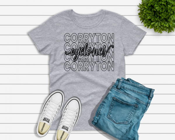 Gray tshirt with Corryton Cyclones
