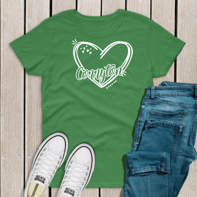 Green T-shirt Corryton heart design