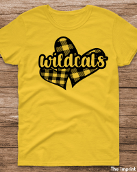 WH200-Buffalo Plaid Wildcats Heart Tshirt