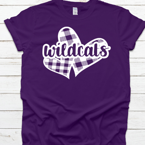 Wildcats Buffalo Plaid Heart