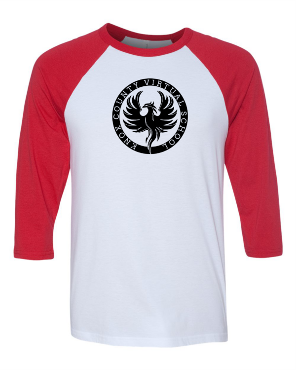White with Red Sleeve Raglan Knox Co Virtual School